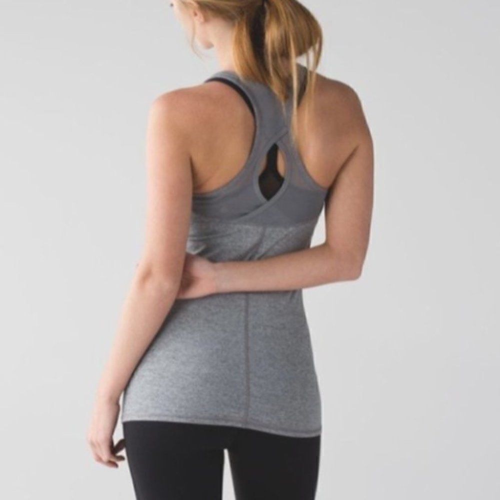 LULULEMON | Cool‎ Racerback Exhale Heathered Slate/Battleship size 4